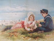 Advertising - a Hepworth's advertising print depicting young children at the seaside,