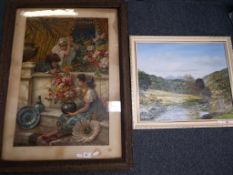 A vintage Pears advertising print after W S Coleman mounted and framed under glass,