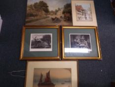 Two vintage prints mounted and framed under glass,