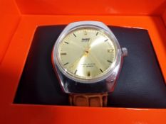 A gentleman's Vijay wristwatch with leather strap, boxed.