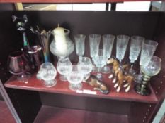 A good mixed lot to include a quantity of Galway crystal, glass vases, Beswick horses,