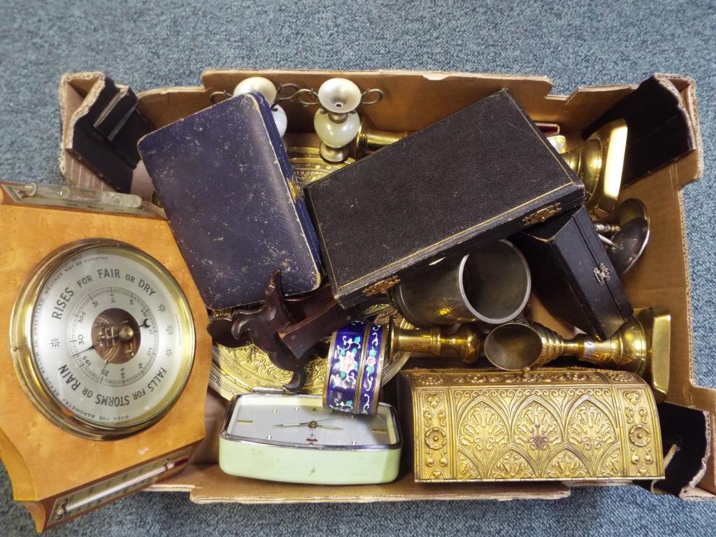 A good mixed lot to include a quantity of brass ware, pewter tankard,