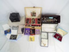 Three jewellery boxes and a quantity of costume jewellery including some stamped 925.