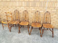 Four matched early period oak chairs and a further chair for restoration [5] This lot MUST be paid