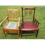 A good quality oak occasional chair with