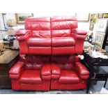 A good red leather reclining sofa with m