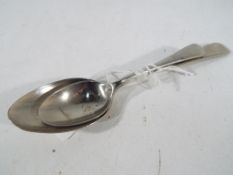 Two army issued spoons inscribed with the crow's foot/wide arrow (Mappin and Webb).