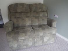 HSL - a two seater HSL sofa, green fabric,