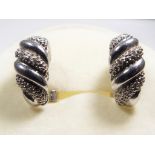 A pair of lady's 18 carat white gold fancy half hoop earrings stamped 750,