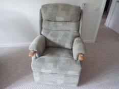 HSL - an electric rise and recline HSL chair, green fabric,