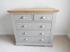 Oak Furniture Land - a two over three chest of drawers, 91cm (h) x 96.5cm (l) x 41.