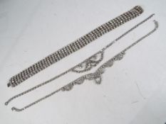 Three evening diamante necklaces,