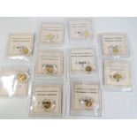 The Windsor Mint - ten .585 (14 carat) encapsulated Gold proof coins, each containing 0.