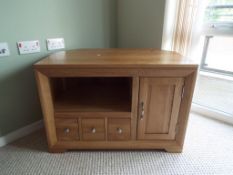 Oak Furniture Land - a corner TV cabinet, 63.5cm x 93cm x 64.