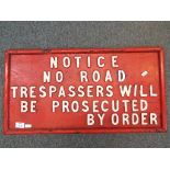 Railwayana - a vintage No Trespassing sign,