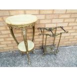 A French style two tier marble topped plant stand and a umbrella stand (2)