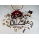A good mixed lot to include a plated jewellery box containing twenty five,