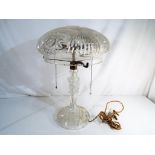 An antique cut glass mushroom lamp approximately 47 cm (h).