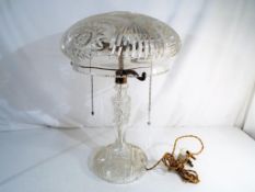 An antique cut glass mushroom lamp approximately 47 cm (h).