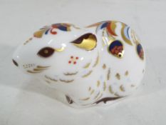 Royal Crown Derby - a Royal Crown Derby paperweight in the form of a vole with gold stopper, boxed.