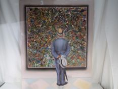 Norman Rockwell - an oil on canvas in the style of The Connoisseur - a man gazing at an abstract