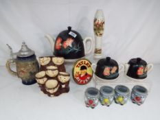 A good mixed lot of ceramics to include an unusual egg holder in the form of monks,