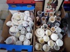 A good mixed lot to include Royal Commemorative ceramics, ceramic steins,
