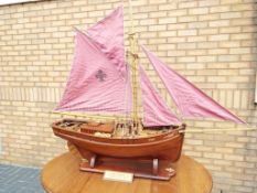 A good quality, highly detailed, scratch built model of the sailing boat 'Helene Heloise',