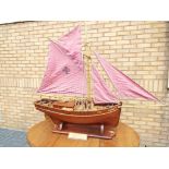 A good quality, highly detailed, scratch built model of the sailing boat 'Helene Heloise',