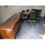 A good early reproduction Italian style marquetry dining room suite comprising of dining table,