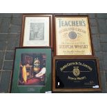Breweriana - four framed Scotch Whisky advertising posters and signs to include Teachers,