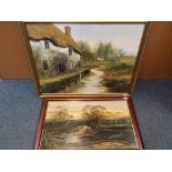 A framed oil on board depicting a cottage in a rural setting signed lower left by the artist Ann