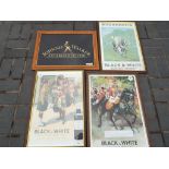 Breweriana - four framed whisky related advertising posters to include Black & White Scotch Whisky