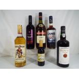 Six bottles of alcoholic beverages to include Bardinet VSOP French Brandy 100 cl,