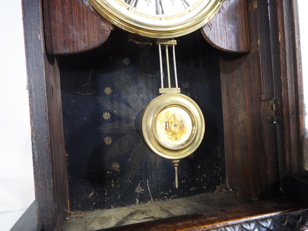 An early 20th century beehive style shelf clock, the case with glazed opening door, - Image 3 of 4