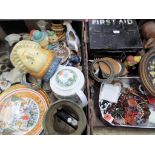 A mixed lot to include ceramics, carved wooden items,