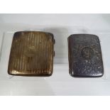 A George VI silver hallmarked cigarette case Birmingham assay 1942 and a further example Birmingham