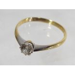 A lady's 18 carat and platinum single stone old brilliant cut diamond ring, approximately 0.