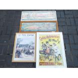 Four framed and glazed reproduction advertising prints to include Hercules Cycles, Cottereau & Cie.