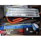 A lot to include a quantity of tools comprising drill bits, shears, saws, door fittings,