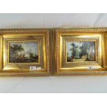 Two framed oils on board depicting rural scenes each signed by the artist, Sorensen, image size 11.
