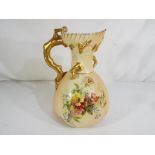 Royal Worcester - A large Royal Worcester blush ivory jug with floral decoration and gilded