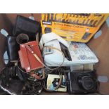 A mixed lot to include a quantity of plated ware, a Rolson 36 piece hobby / craft set,