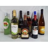 A quantity of alcoholic beverages to include wine, Schnapps,