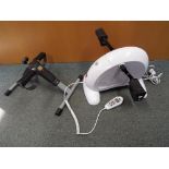 An Easylife mini exercise cycle along with a Pedal Pal mini exercice cycle.