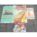 Three reproduction advertising signs for Cherry Blossom Shoe Polish, Rowntrees Table Jellies,