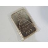 Sharps Pixley & Co, bullion brokers of London, 1 Troy Ounce Fine Silver 999 Ingot,