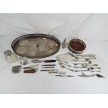 Lot comprising a quantity of silver hallmarked and silver plated items to include dressing table