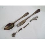 A Victorian silver hallmarked fork and spoon, Sheffield assay 1841,