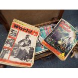 A vintage suitcase containing a large collection of 'Modern Wonder' and 'Modern World - The